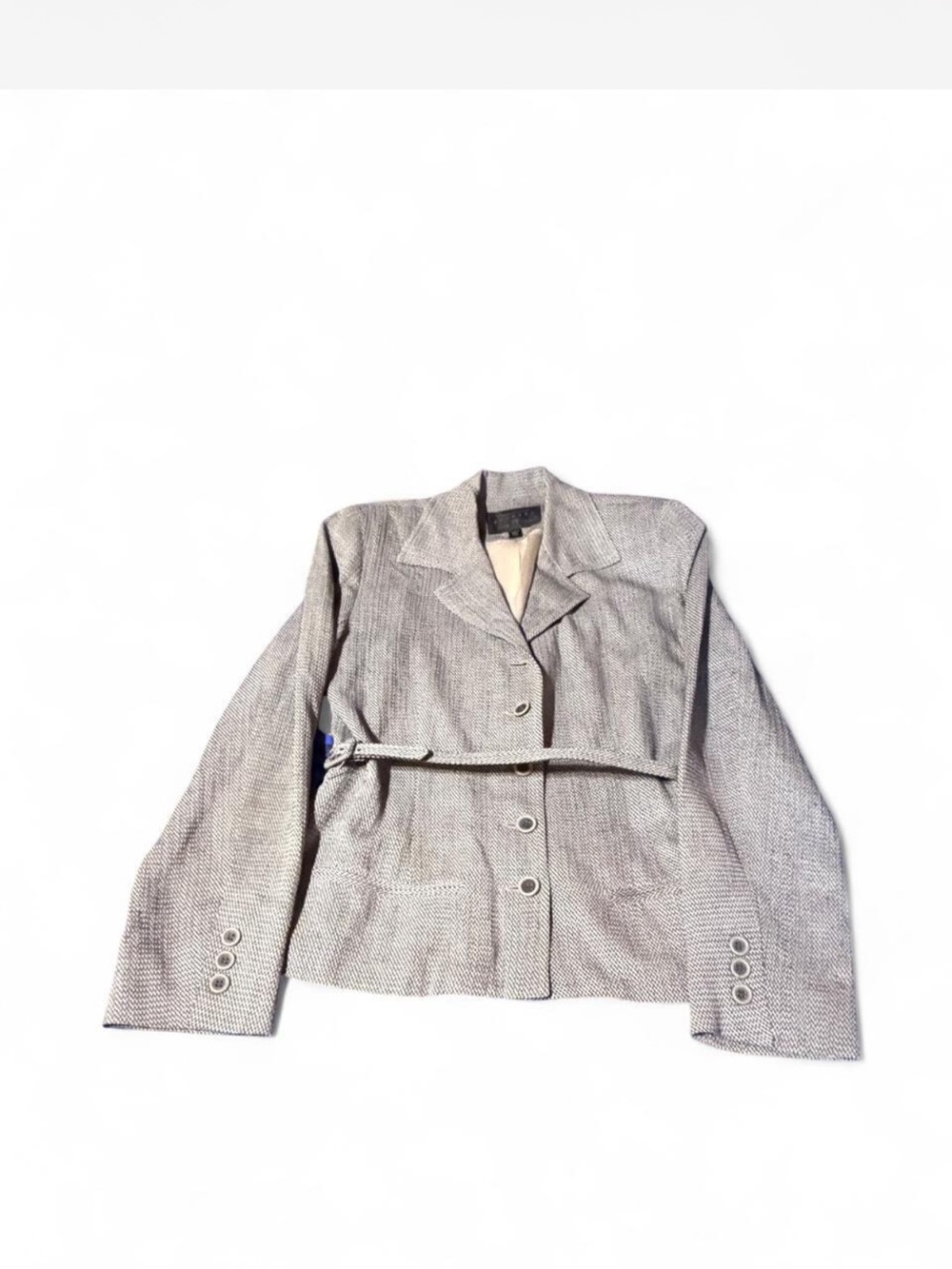 Vintage 90s Women’s  grey Textured Belted Jacket